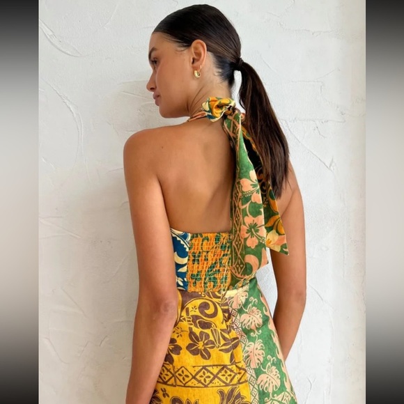 Alexia Printed Cut Out Halter Backless A-Line Midi Dress - Picture 6 of 8